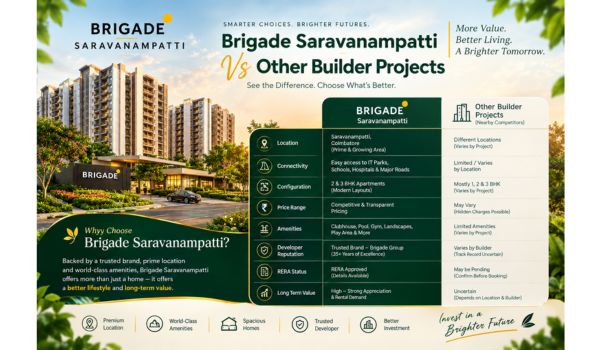 Brigade Saravanampatti vs other builder projects in Coimbatore